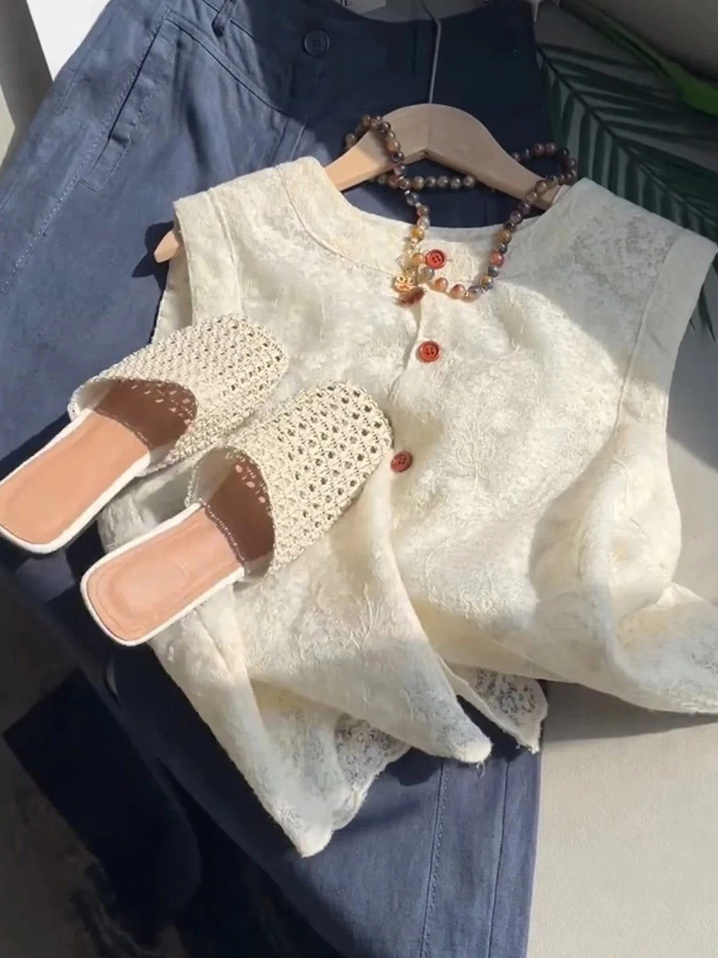 

Ele Lace irt Svel Commuter Sle Women's Simple Faion Top Summer New Arrival Versatile Basic Color Button...