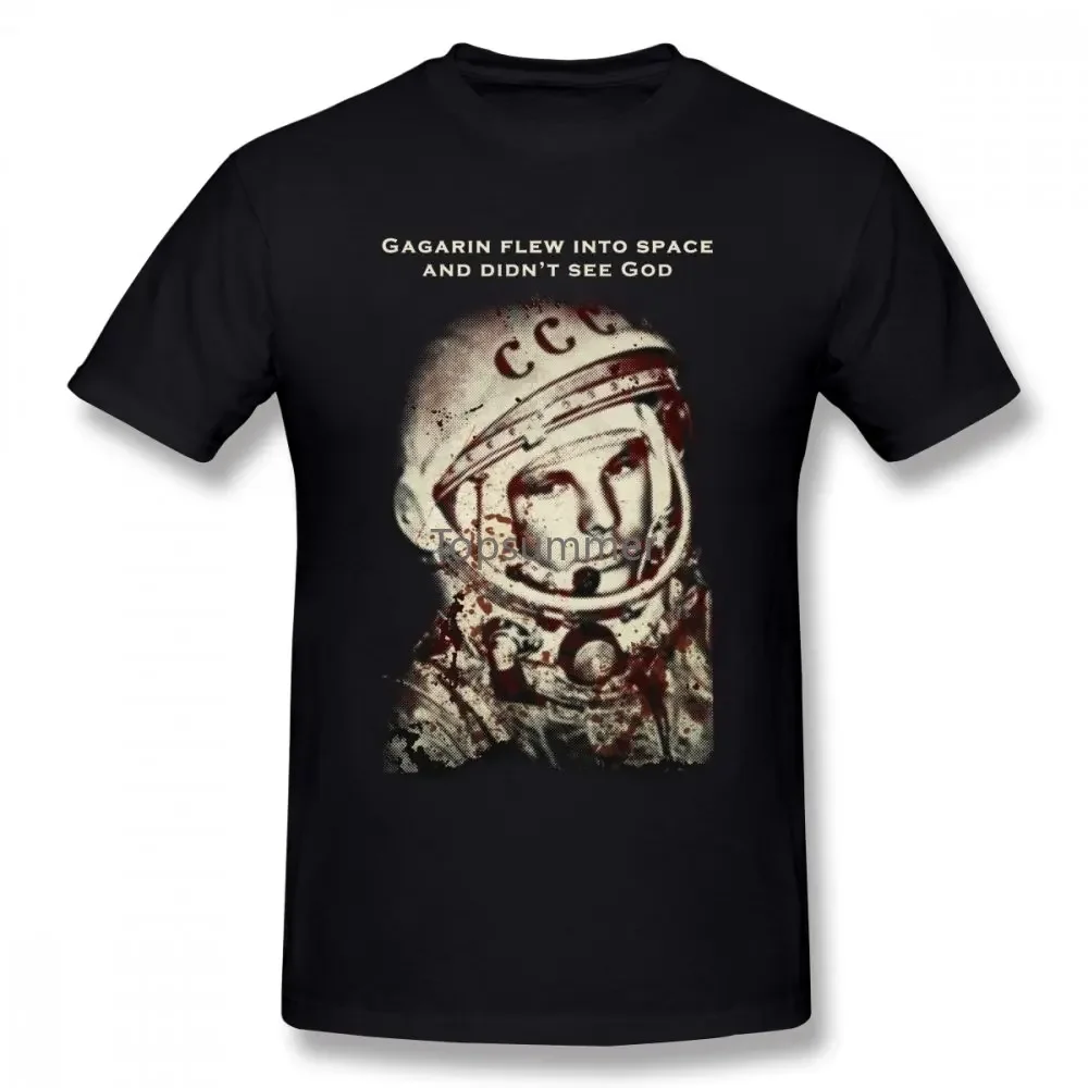 

Cccp Yuri Gagarin T Shirt Short Sleeve T-Shirt Men Hiphop Kpop Oversize Cotton Crewneck Mens T Shirts