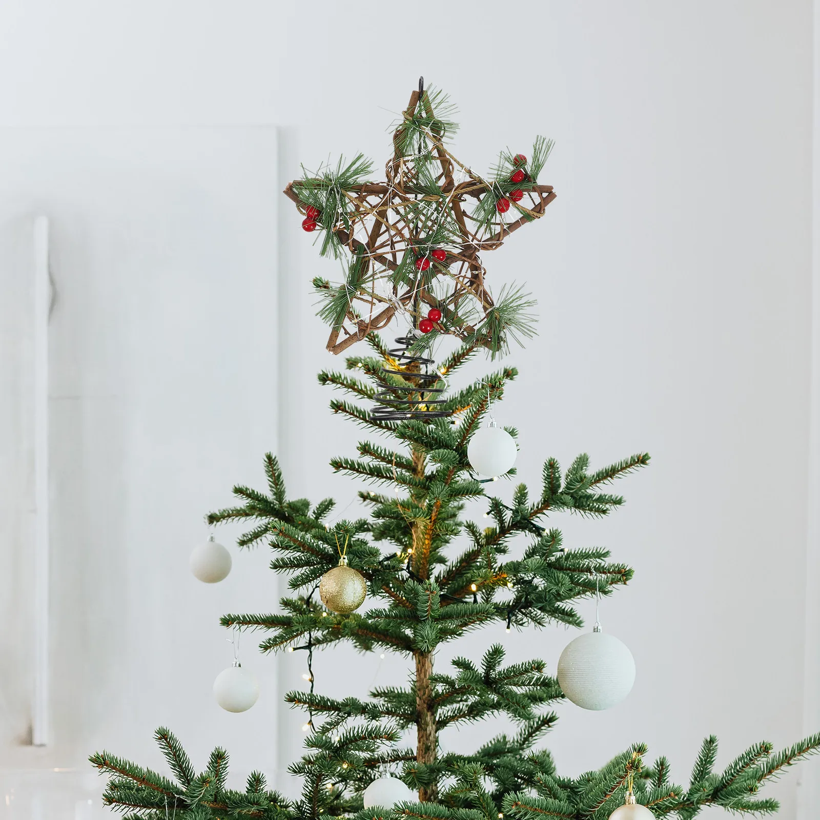 Star Tree Topper - 따뜻한 백색 LED 조명이 있는 나무