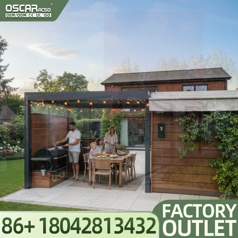 3x3 3x4 4x4 6x4m Outdoor Bioclimatic Aluminum Louvered  Villa Prefab Modular House Alternative Prefab Buildings For Gardens Pati