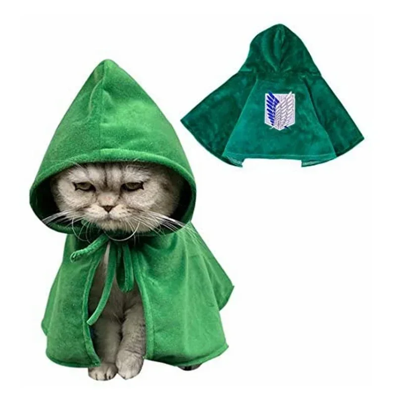 SN66 Christmas Anime Attack Titaner Cape Pet Cat Survey Corps Green Cloak Cosplay Costume Halloween Party Photography Props W&C@