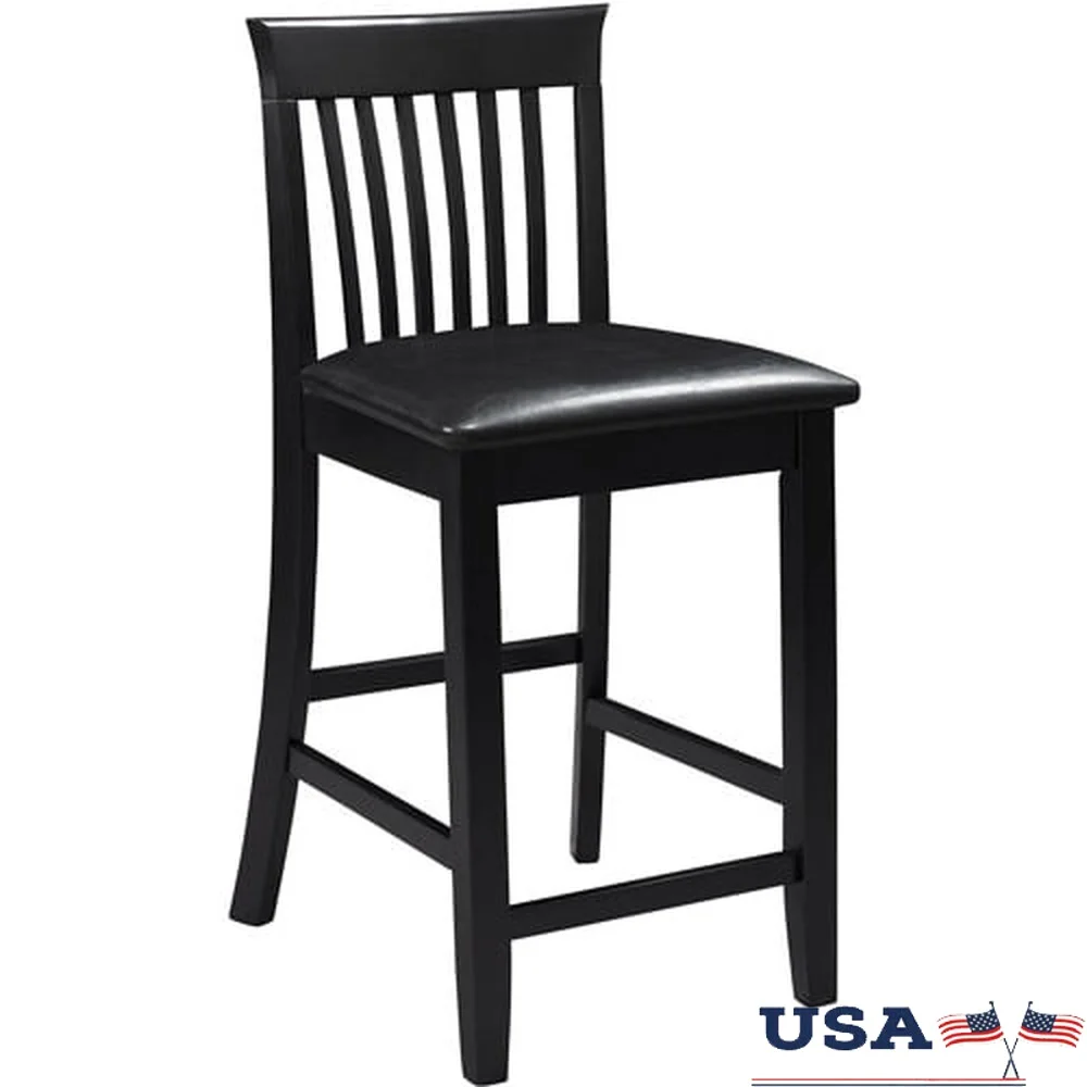 

Torino Full Back Wood Counter Stool Armless Bar Chair Wipe Clean Vinyl Seat 275lb Weight Limit Kitchen Dining Room Furniture