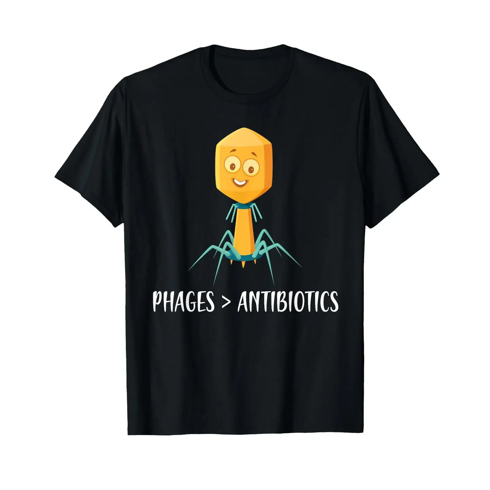 Phage About Antibiotics Funny Bacteriophage T Shirt black vintage Washed graphic Comfortable Stylish Casual homme Breathable