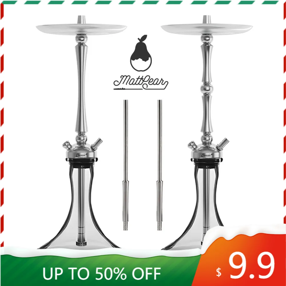 MattPear Classic M Plus Slim Ball Hookah Shisha Set 304 Food Grade Stainless Steel With Glass Bottle With Single Pipe