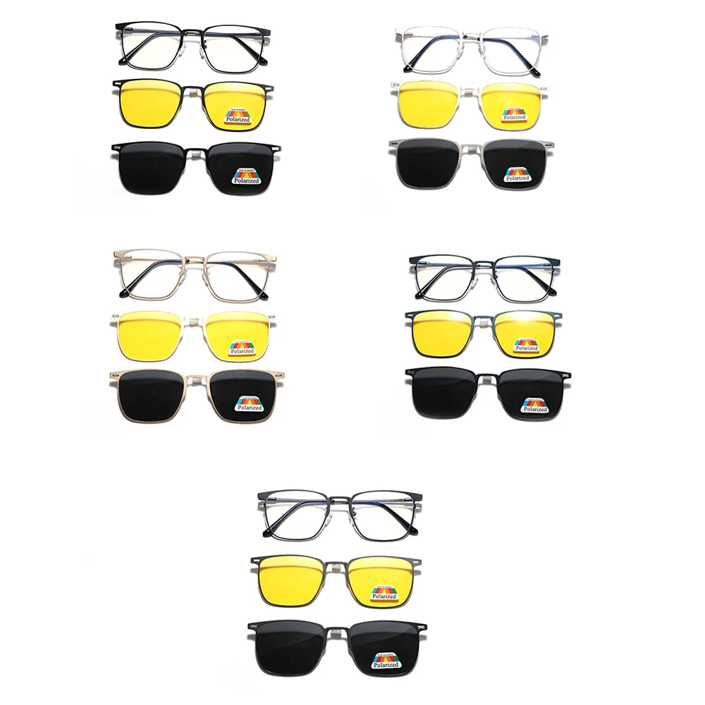 Kachawoo gafas de sol magnéticas polarizadas para mujer marco de metal clip cuadrado en gafas de sol hombres gafas de visión nocturna para conducir negro