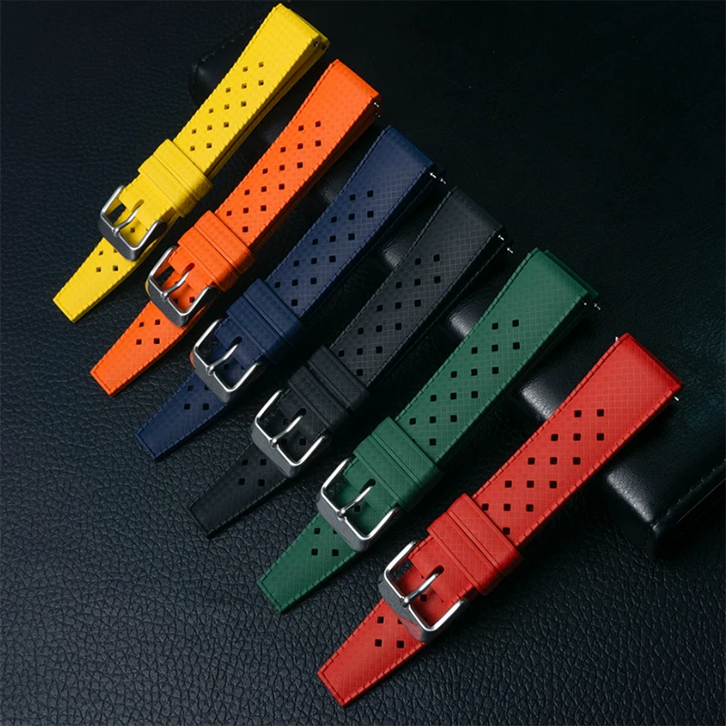 CLASSIC TROPICAL STYLE FKM RUBBER WATCH STRAP 20mm 22mm watch band for Seiko for Oris Citizen Replaement Watchband Bracelet Belt