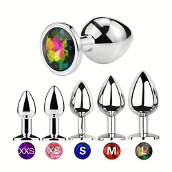 1pc Metal Anal Plug with Jewelry Base Multiple Sizes Butt G-Point Massage Perfect for Adults Sex Toy Smooth Touch Anal Buttplug