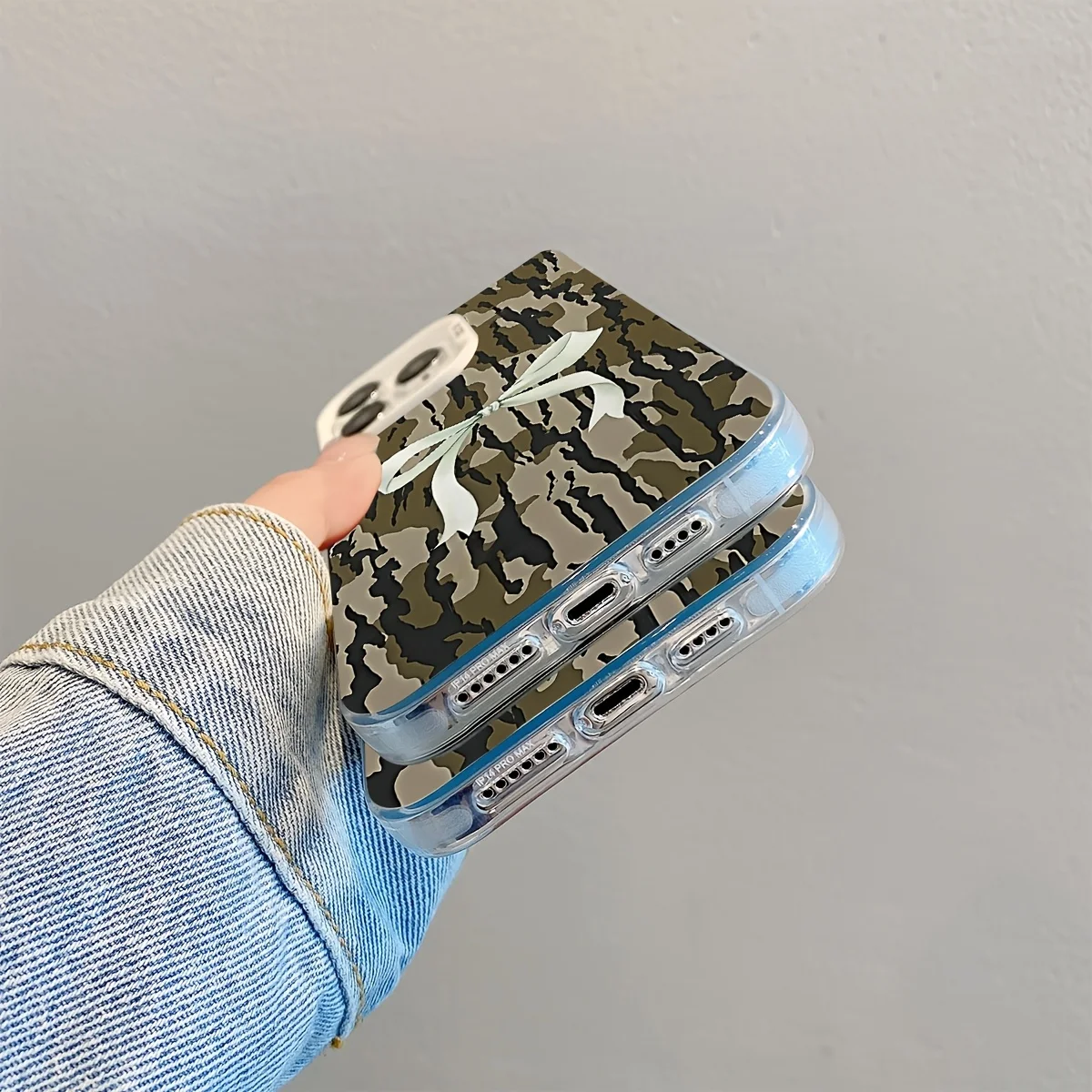 حافظة جميلة على شكل فيونكة كامو جرافيتي لهاتف آيفون 16 15 14 13 12 11 برو ماكس بلس #4