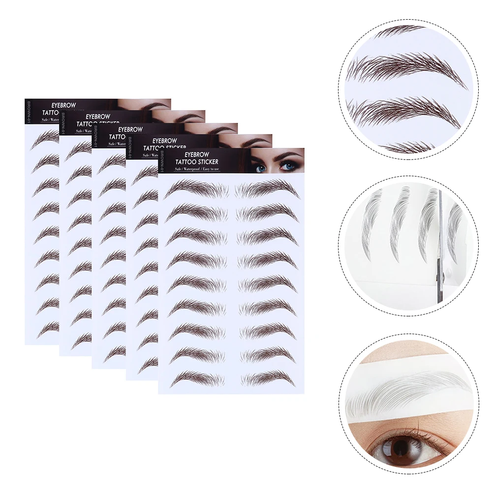 

5pcs Eyebrow Tattoos Stickers 6D Bionic Artificial Eyebrows Transfer Waterproof Makeup Tool For Sparse Light Eyebrows Easy Use