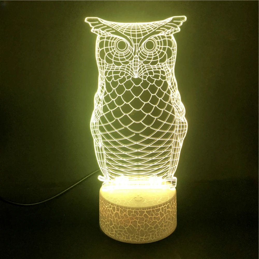 Nighdn Owl 3D Illusion Night Lamp per bambini decorazioni per la camera da letto LED Night Light compleanno regalo di natale per ragazzi e ragazze Nightlight