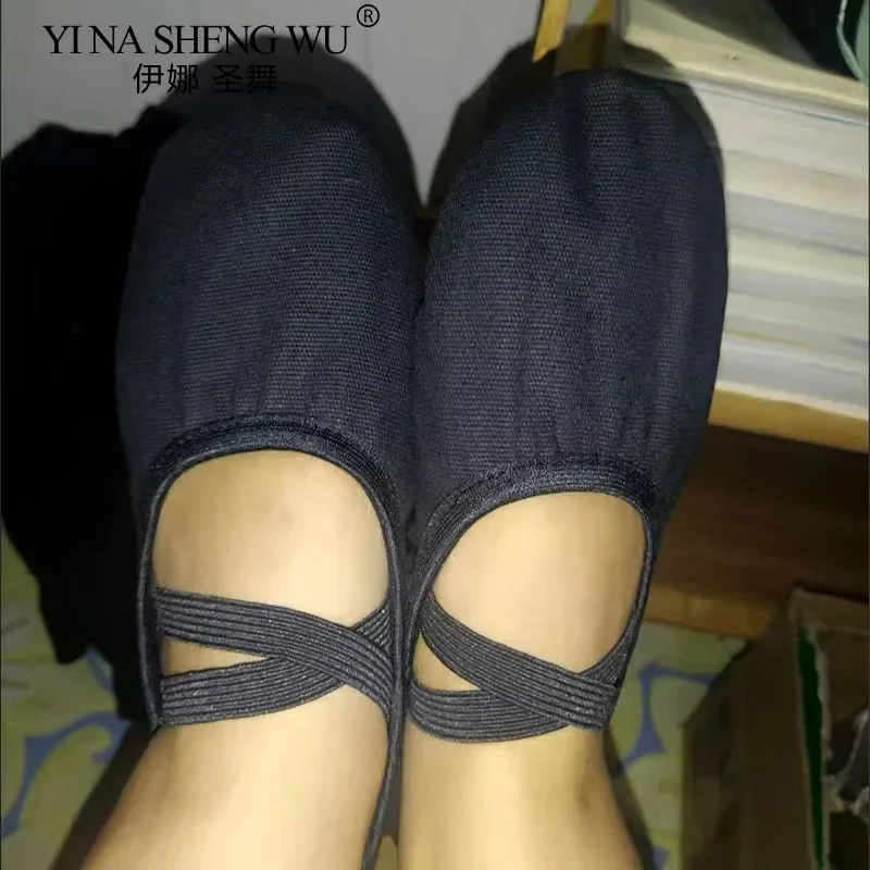 Qualidade profissional crianças chinelos de dança lona sola macia barriga yoga ginásio ballet sapatos meninas mulher homem bailarina para dar