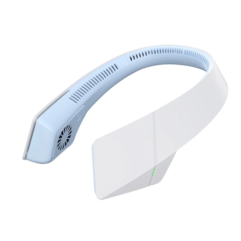 

Cooling Fan Mini Hanging Neck Air Fan Portable Leafless Silent Rechargeable Cooler for Travel, Blue