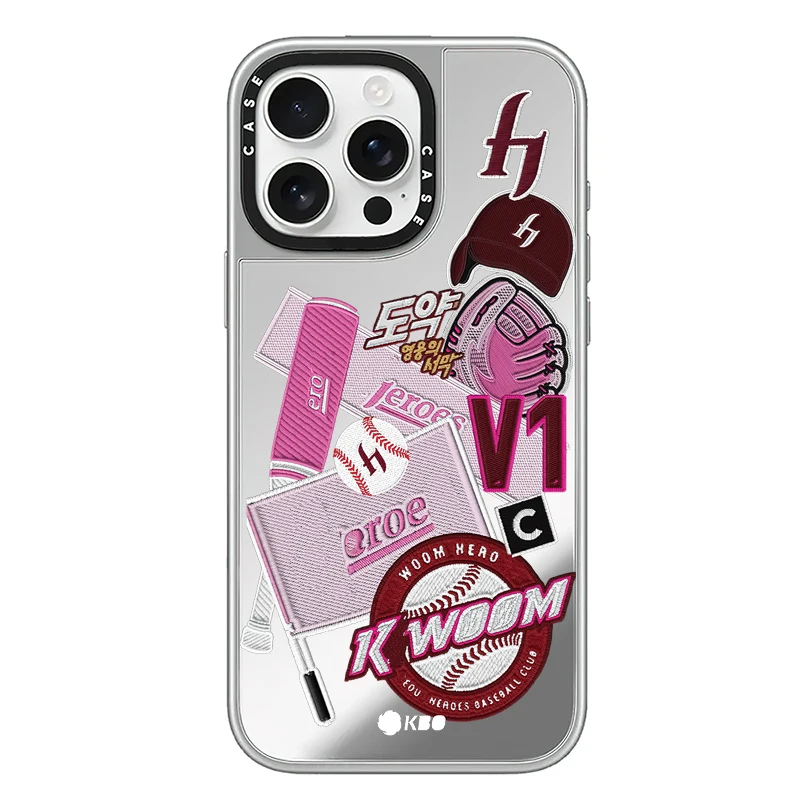 حافظة هاتف بإطار فضي لفريق البيسبول على الطراز الكوري مع MagSafe لهاتف iPhone 17 16 14 13 15 Pro Max Plus Air Fashion