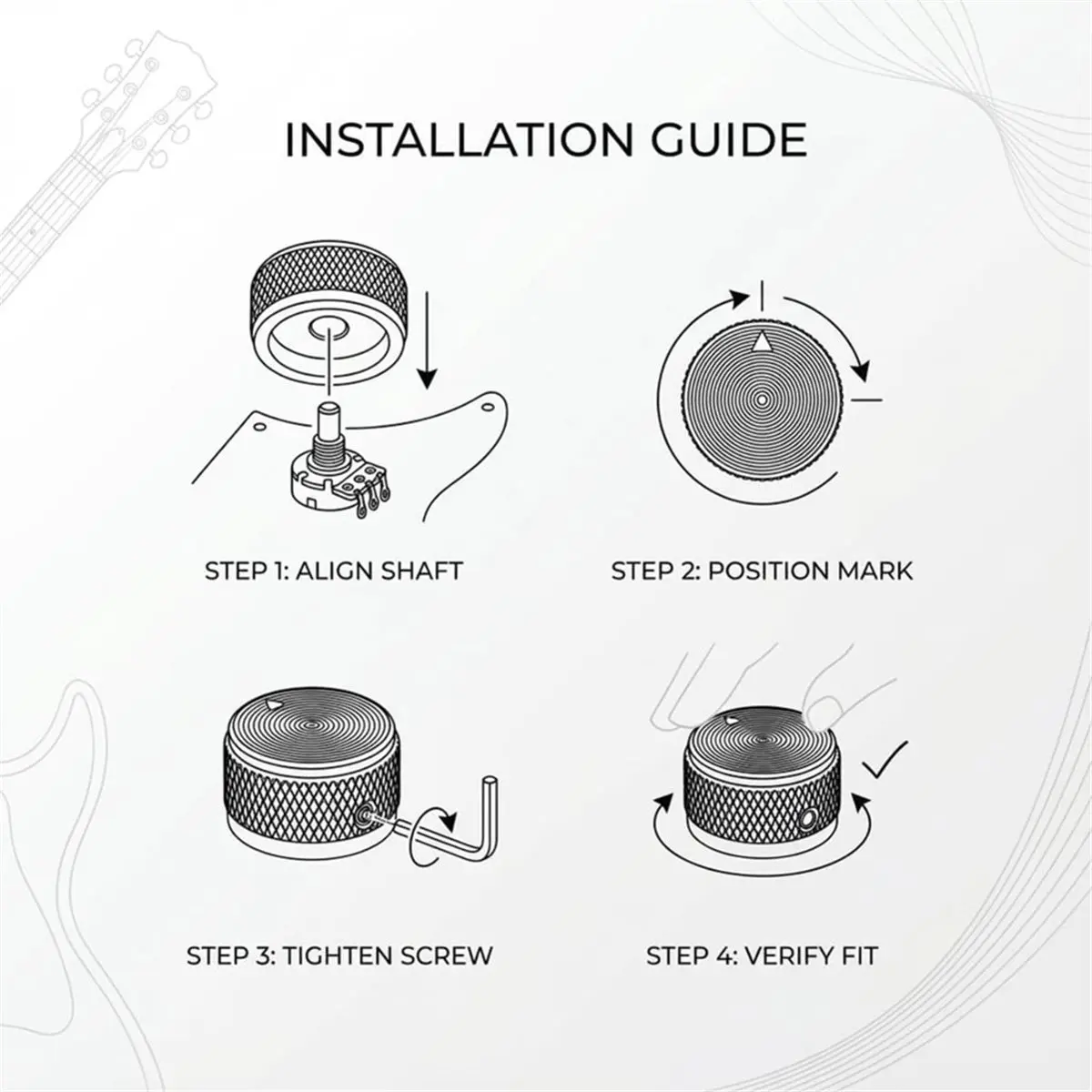 A49T 3Pcs Aluminum Guitar Knobs, Guitar Volume and Pitch Control Knobs, for Electric Guitar