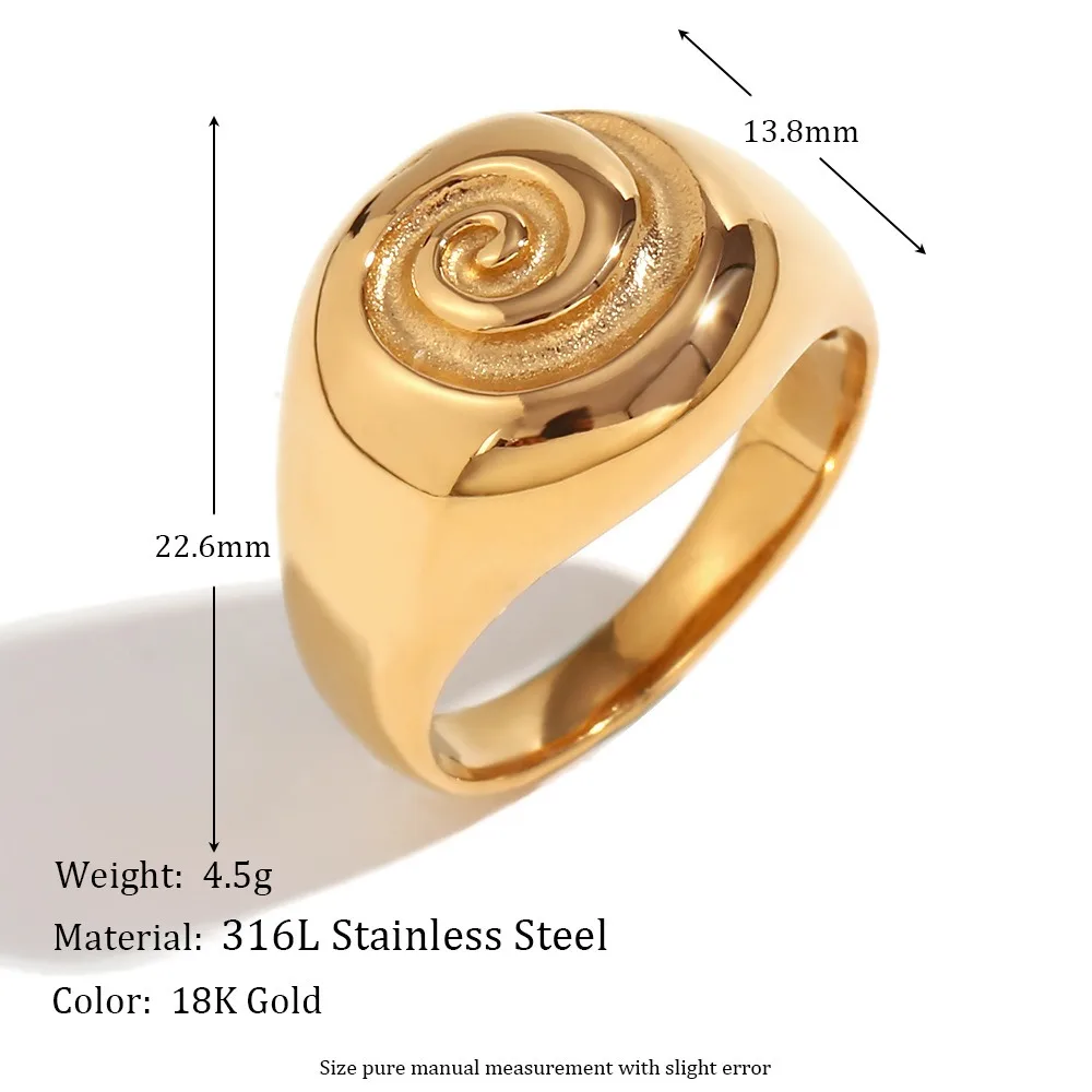 Stainless Steel  Vortex Chunky Rings for Women Summer Beach Fashion Holiday Jewelry