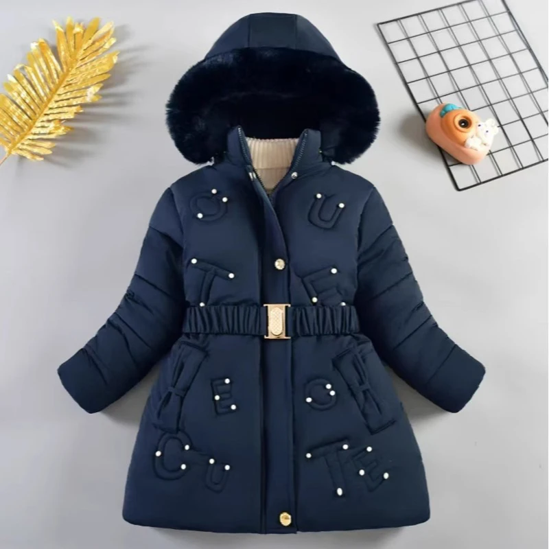 

Зимняя куртка для девочек 6, 7, 8, 9, 10, 11 12 лет, утепленная куртка с меховым воротником, модная детская куртка с капюшоном на молнии, верхняя одежда, детская одежда