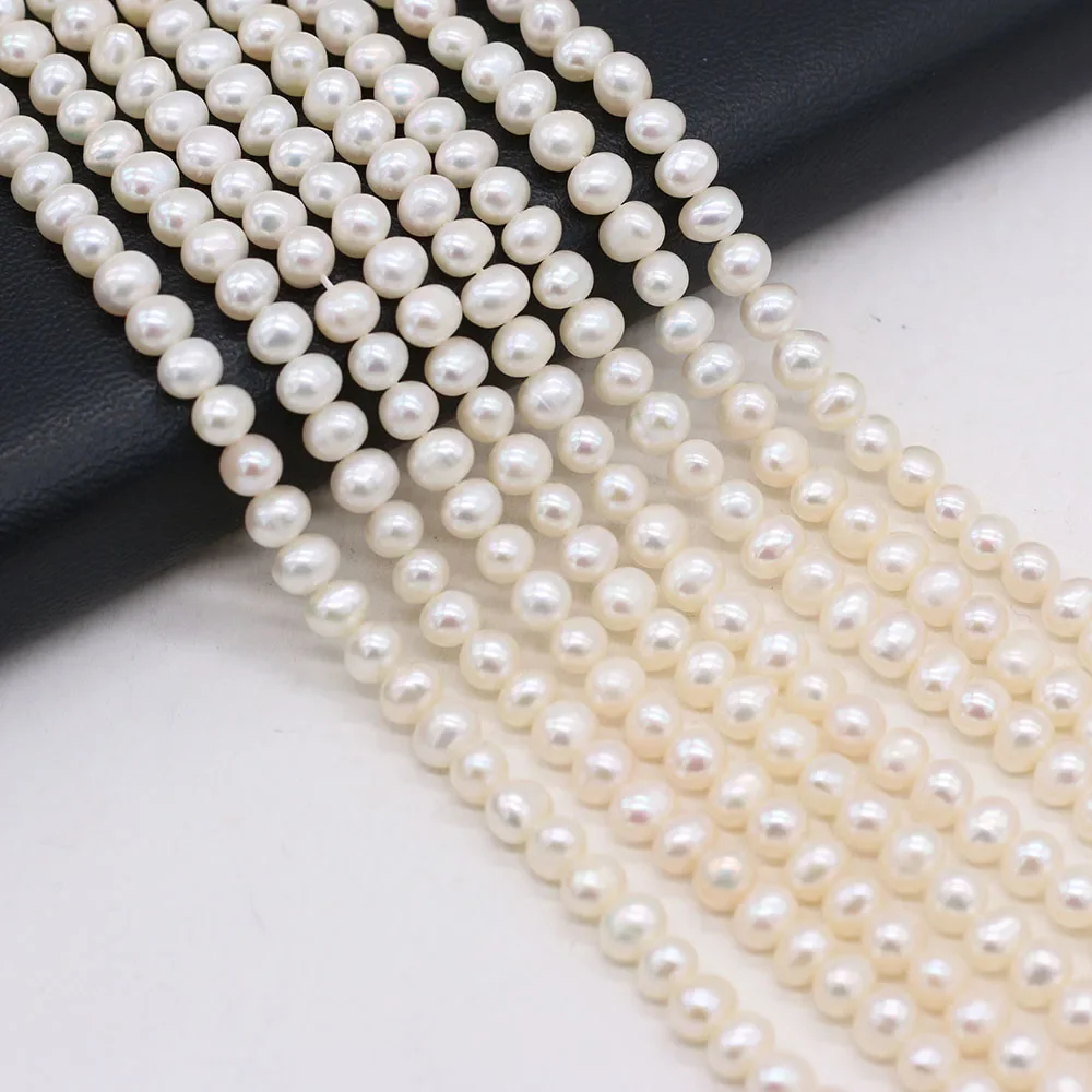 Real 100%Natural Freshwater Pearl Beads White Near Round Loose Pearls For DIY Charm Bracelet Necklace Jewelry Accessories Making