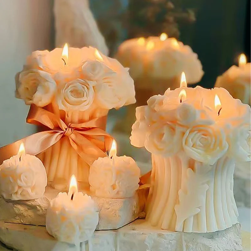 

Aesthetic decoration room rose bouquet scented candles wedding decorative centerpiece guest gift candles aroma candles for home