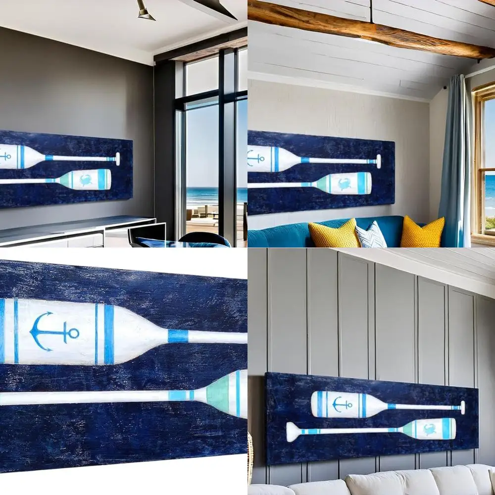 

Настенное искусство «Веслой» белого и темно-синего цвета в морском стиле для домашнего декора в спальне или ванной