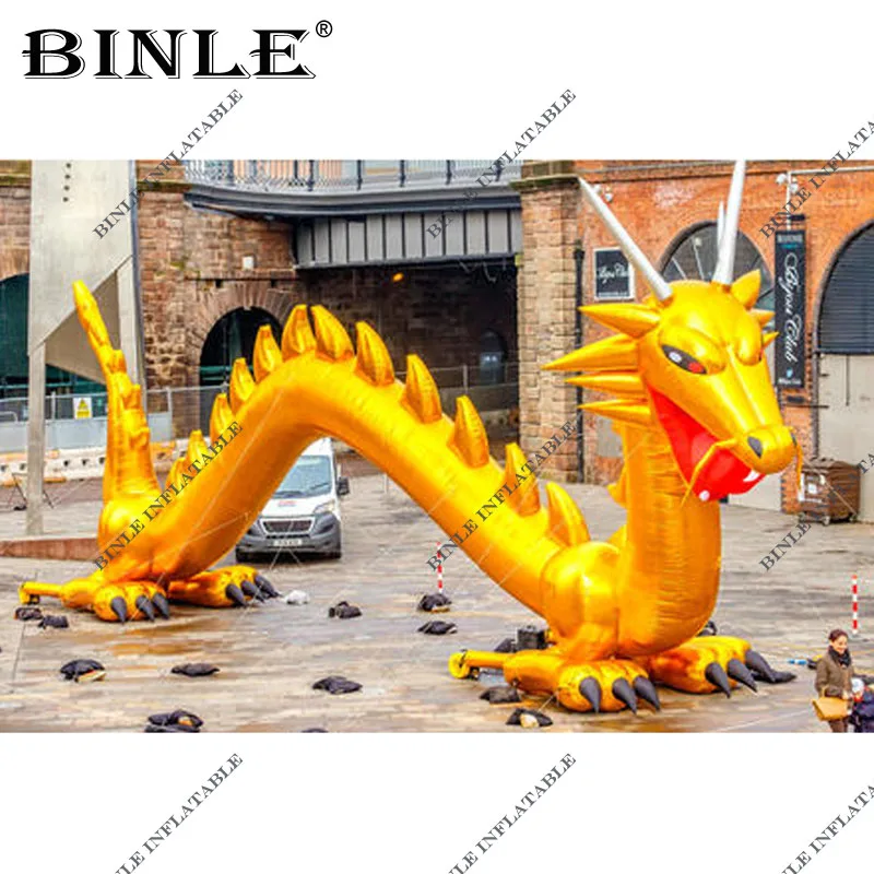 Large Size Inflatable Golden Dragon With Ball,Chinese Style Inflatable Dragon Character Mascot Balloon For Advertising Events