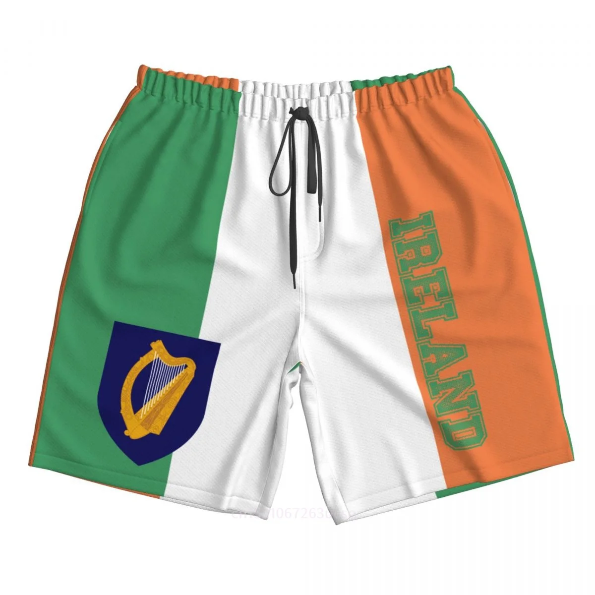 2023 Summer Polyester Ireland Country Flag 3D Printed Men's Board Shorts Beach Pocket Running Summer Pants