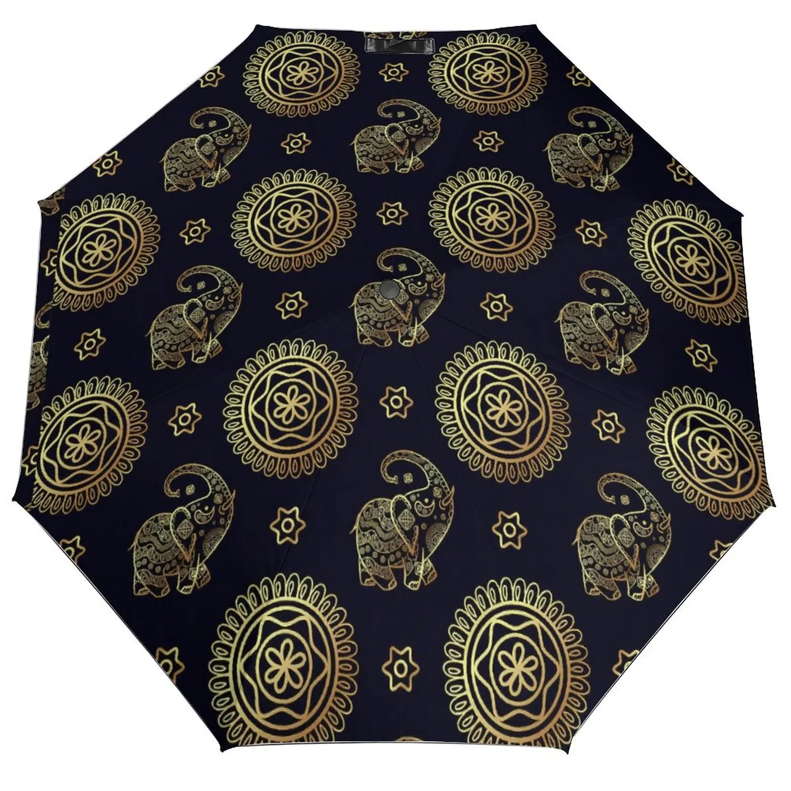 

Зонт Священного слона, винтажный зонт от солнца с изображением животных, анти-УФ-зонт, складной оптовый трехкратный зонт для автоматической рыбалки с узором