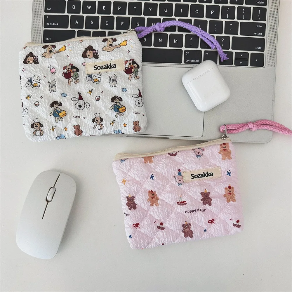 Fresh Cartoon Animals Coin Purses Small Portable Coin Wallet Cotton Storage Bag Lady Girls