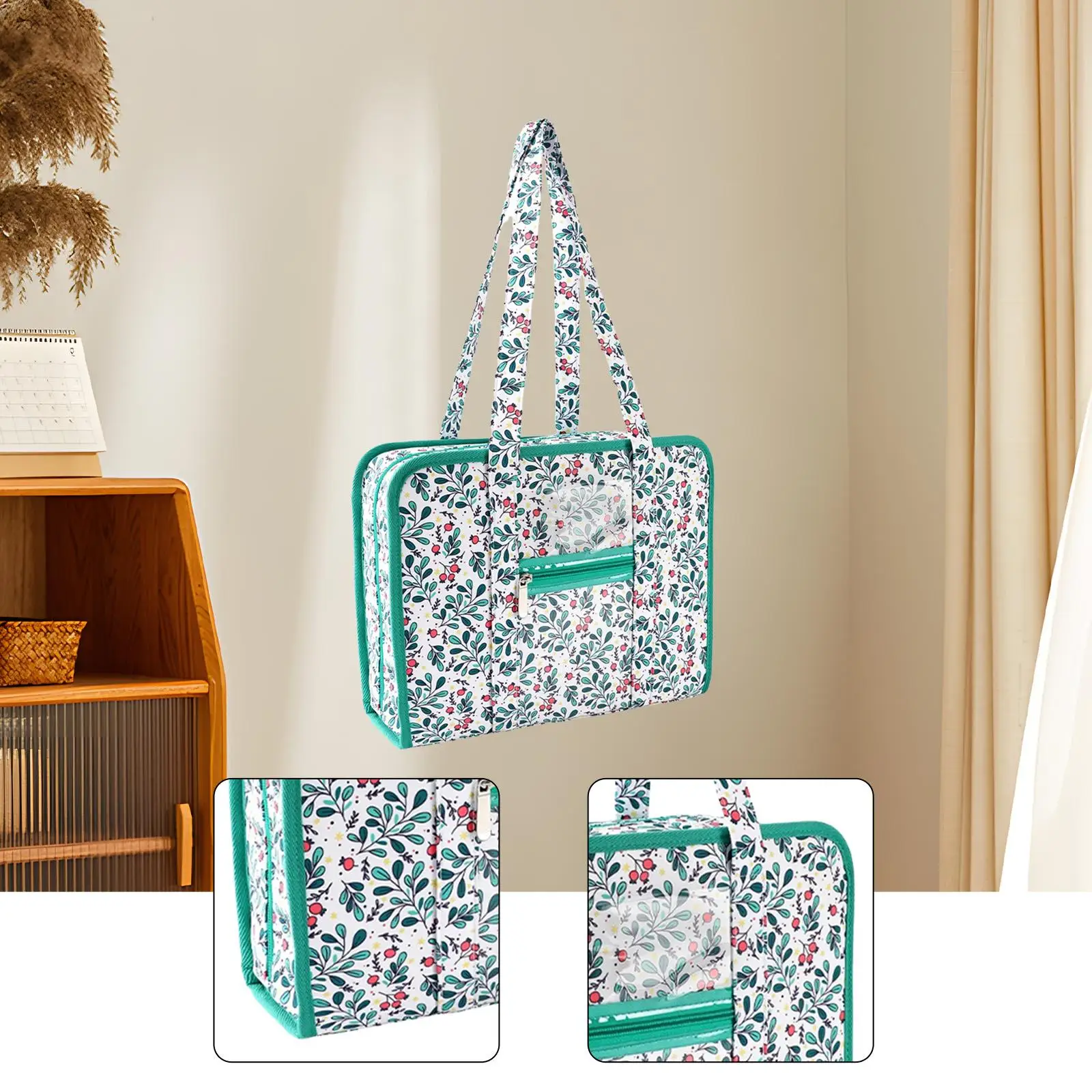 

Embroidery Project Bag,Carrying Case,Portable,Large Capacity with Handle Packing Organizer Travel Tote Bag for Crochet Art