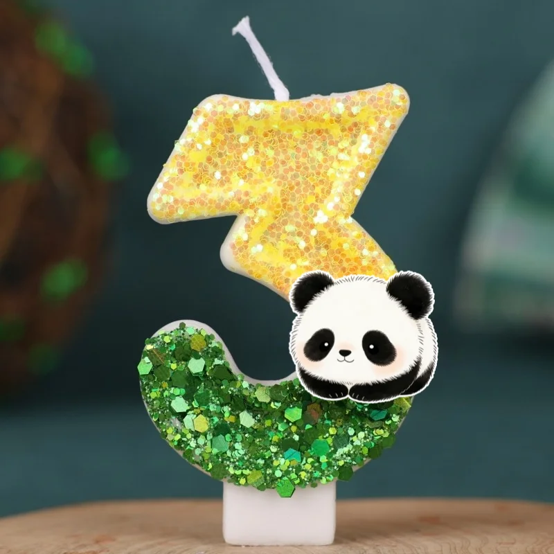 Kawaii Panda Digital Candle Number 0-9 Kids Birthday Cake Decoration Supplies Cartoon Party Accessories Supplies Home Decor