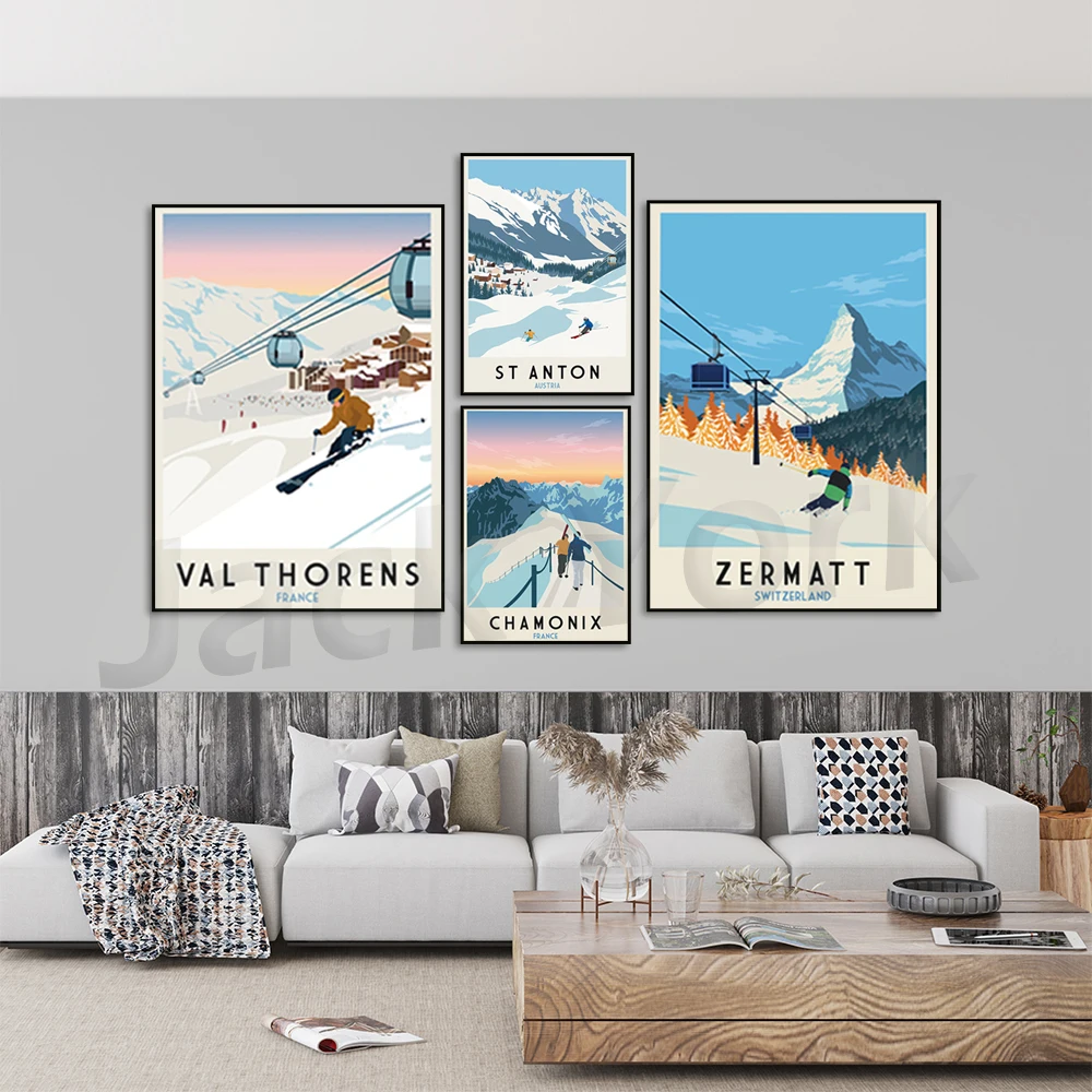 Val Thorens Print |Zermatt Print |Chamonix Print | St Anton Print | Poster | Skiing