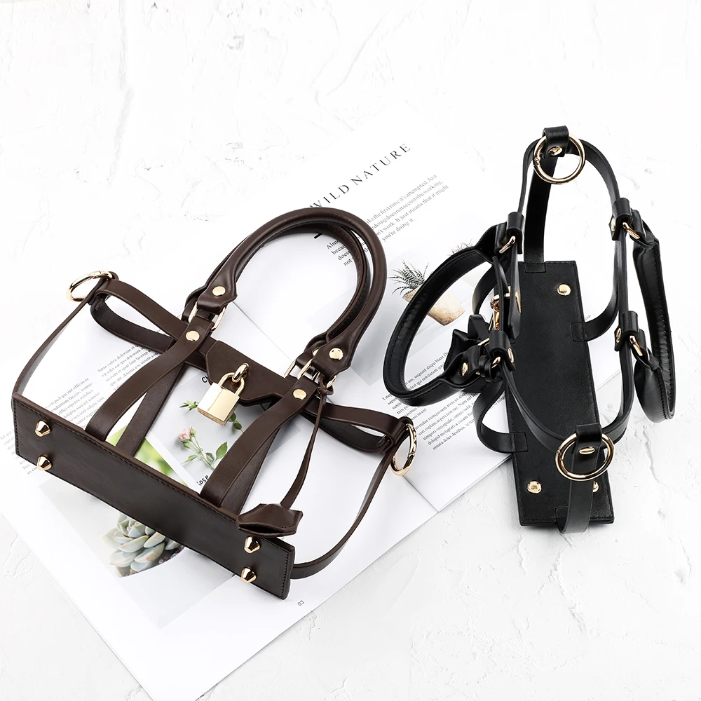 Hollow Tote Messenger Bag Set Leather Encasement Conversion Crossbody Adjustable Shoulder Strap for Women Handbag Accessories