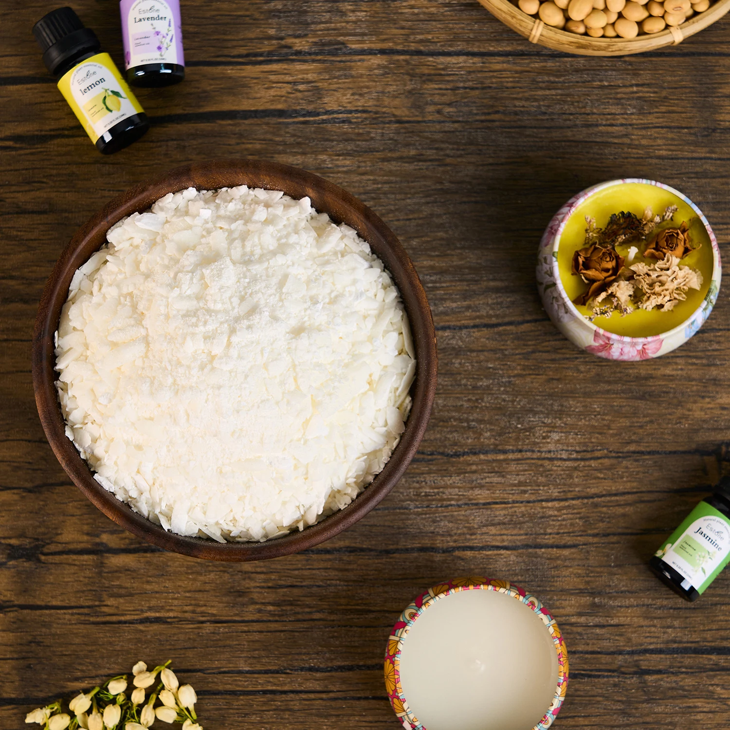 2LB/4LB Sojawachs für die Kerzenherstellung, 100 % natürliches Sojawachs, Kerzenherstellungsset für Anfänger, DIY-Zubehör für die Herstellung von Duftkerzen