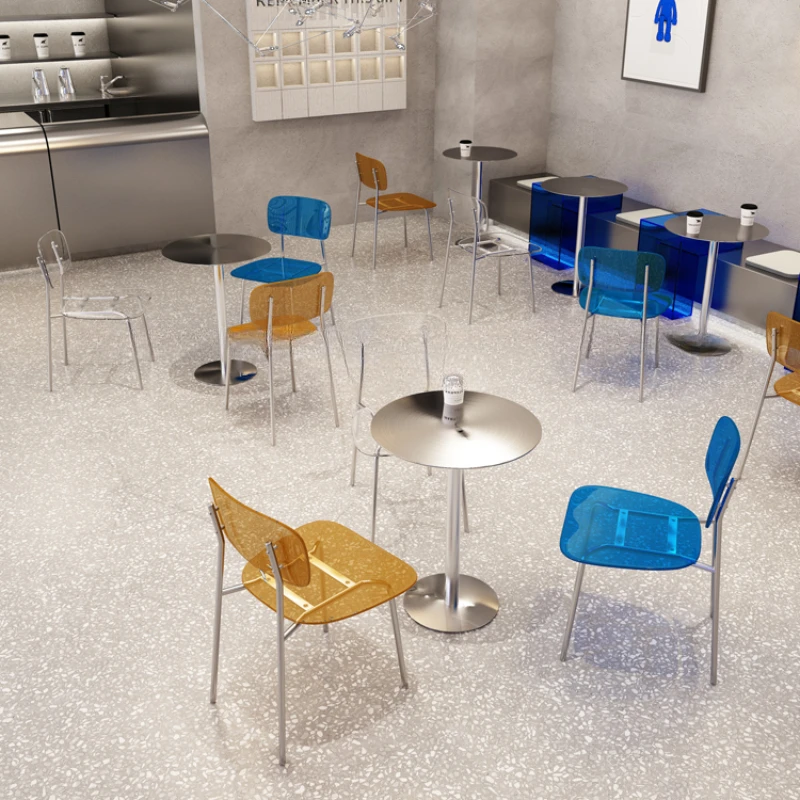 Industrial wind table coffee shop dessert snack bar small round table simple modern stainless steel tables and chairs