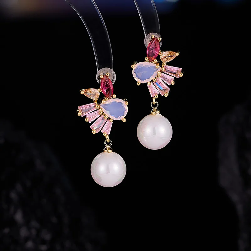 Романтические серьги-колье с розовым цветком вишни, женские легкие роскошные и универсальные украшения-цепочки на ключицу