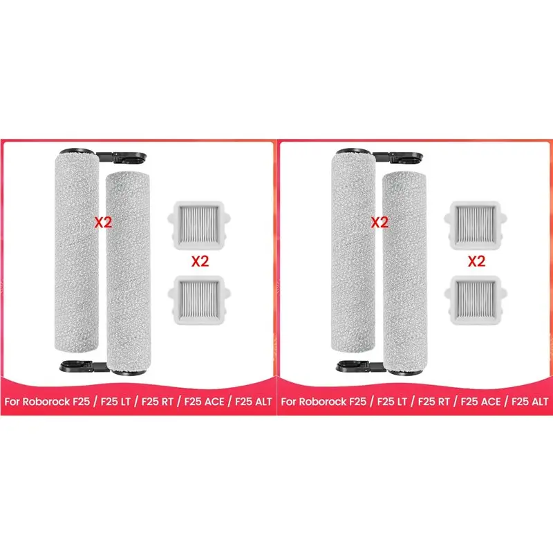 

【NECESSITY】4X Сменные HEPA-фильтры и роликовые щетки для пылесосов Roborock F25 / F25 LT / F25 RT / F25 ACE / F25 ALT