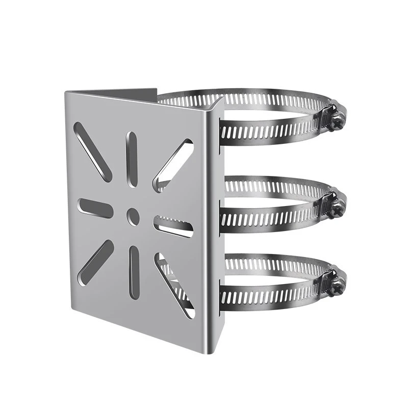 1Set For Outdoor Pole Monitoring Bracket Univsesial Adapter Plate 100/200mm Long Hoop With Stainless Steel Camera Mount Panel image 4