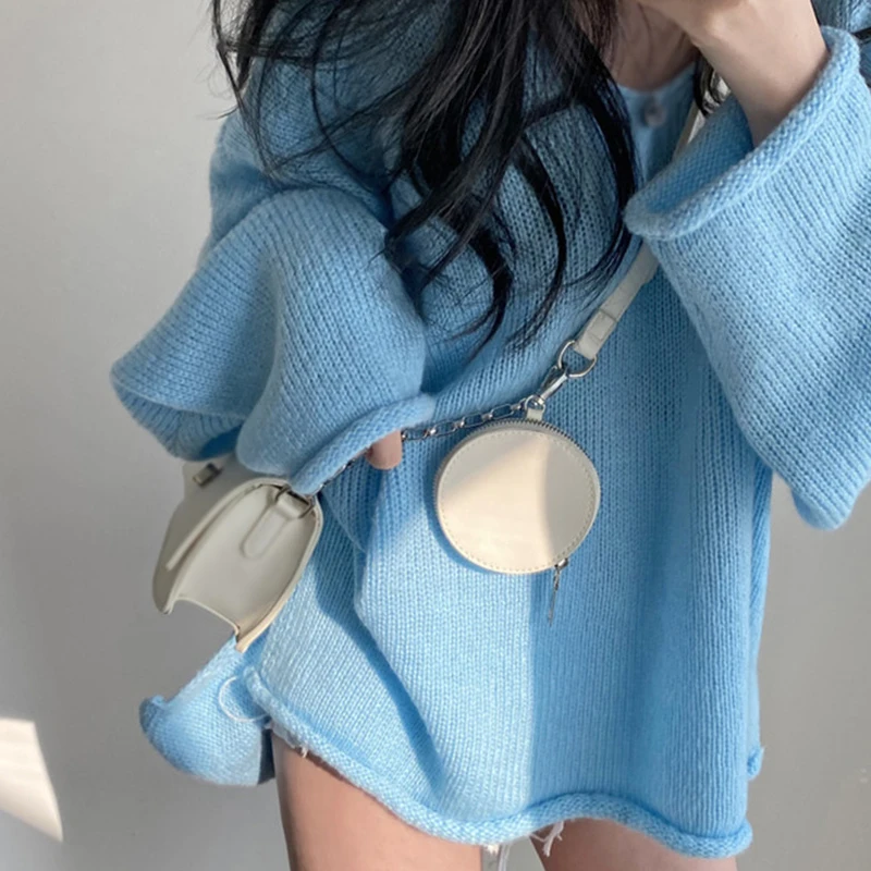 

Women's sweater Korean sweater Loose fitting Solid color Fashionable