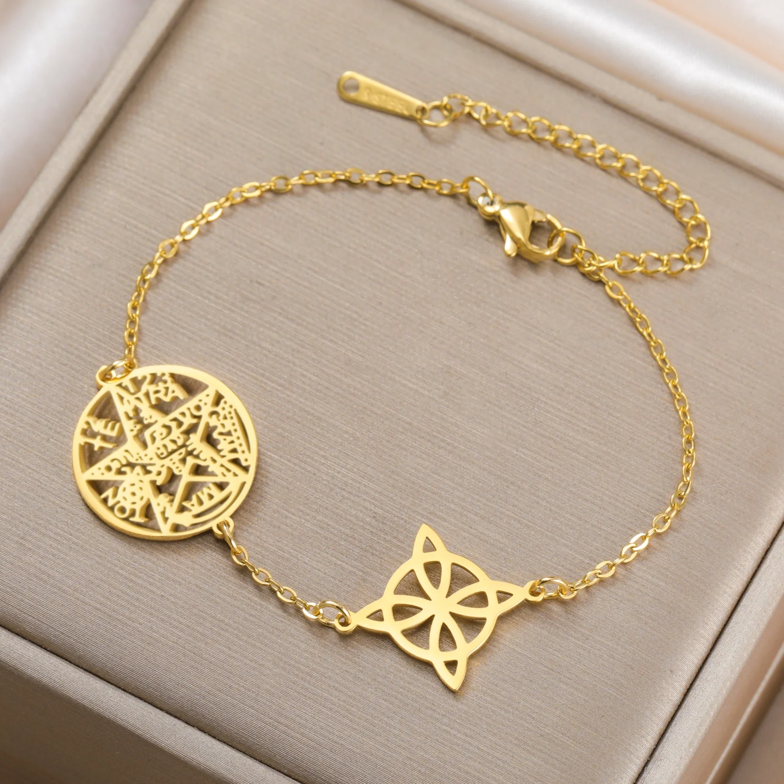 Jeshayuan Hexenknoten-Armband, jüdisches hebräisches Tetragrammaton-Armband, Hexerei-Pentagramm-Armband für Frauen, Amulett, Schmuck, Geschenk – Detail 3