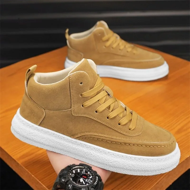 

Men's High Top Sneakers Autumn New Suede Casual Shoes for Men Lace Up Platform Vulcanized Shoes Tenis Shoes Zapatillas De Hombre