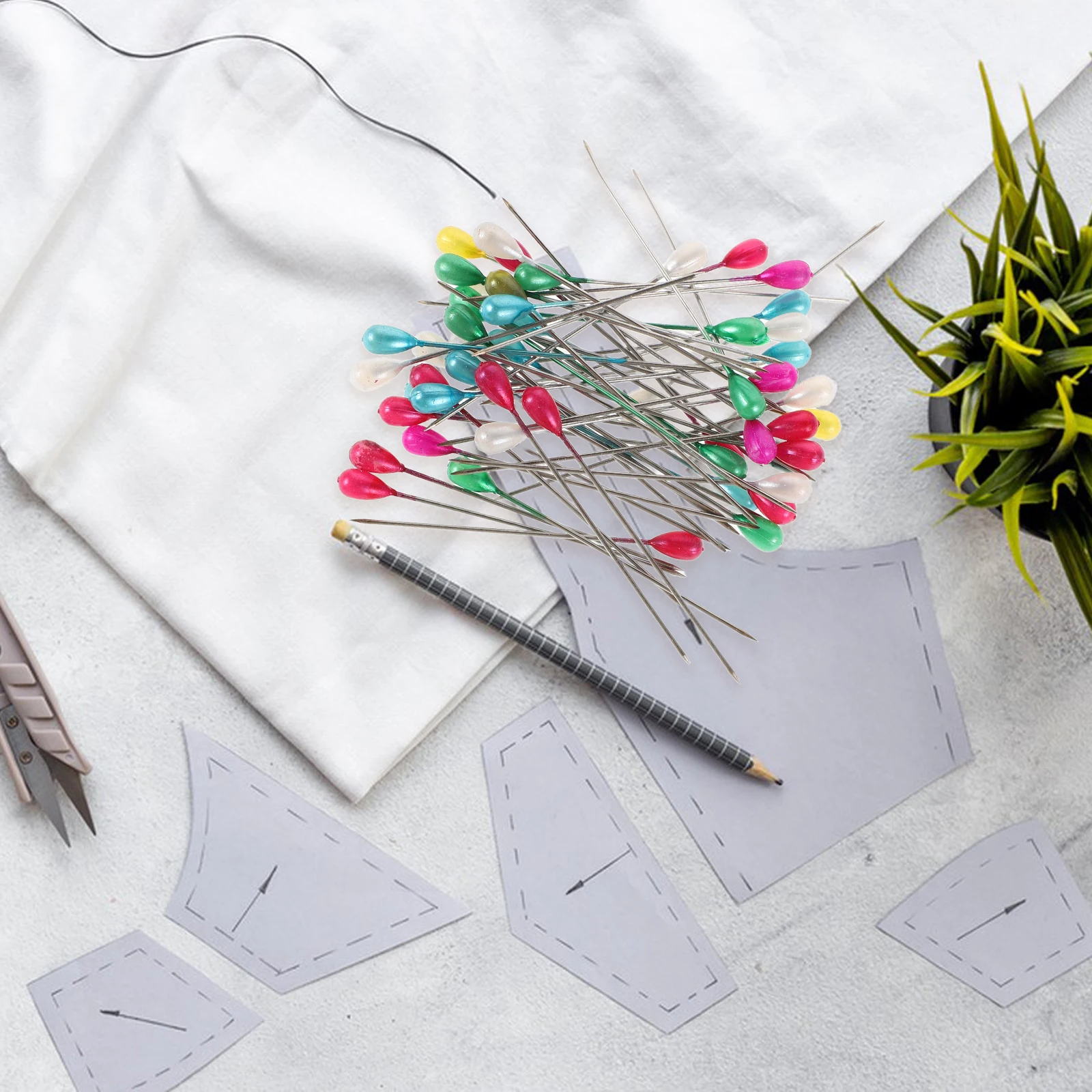 

200pcs Locating Straight For Fabric With Colored Heads Diy Craft Projects Ball Head Pins Corsage Embroidery Sewing Tools