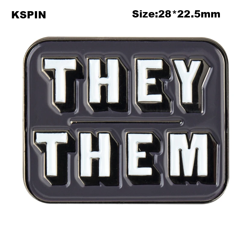 Pronouns Enamel Pins THEY THEM  SHE HER HE HIM Lapel Pins Badges Brooches