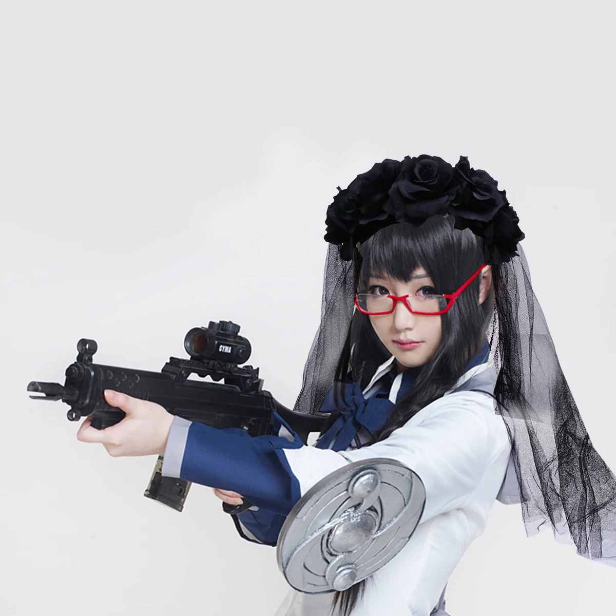 

Black Gauze Cloth Headband Simulation Rose Flower Headdress Women Headwear Cosplay Party Halloween Dance Costume Accessory