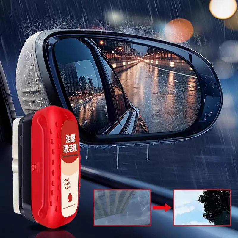 

120ML Car Glass Oil Film Remover Powerful Front Inner Windshield Oil Film Stain Removal Glass Oil Film Cleaning Brush Maintenanc