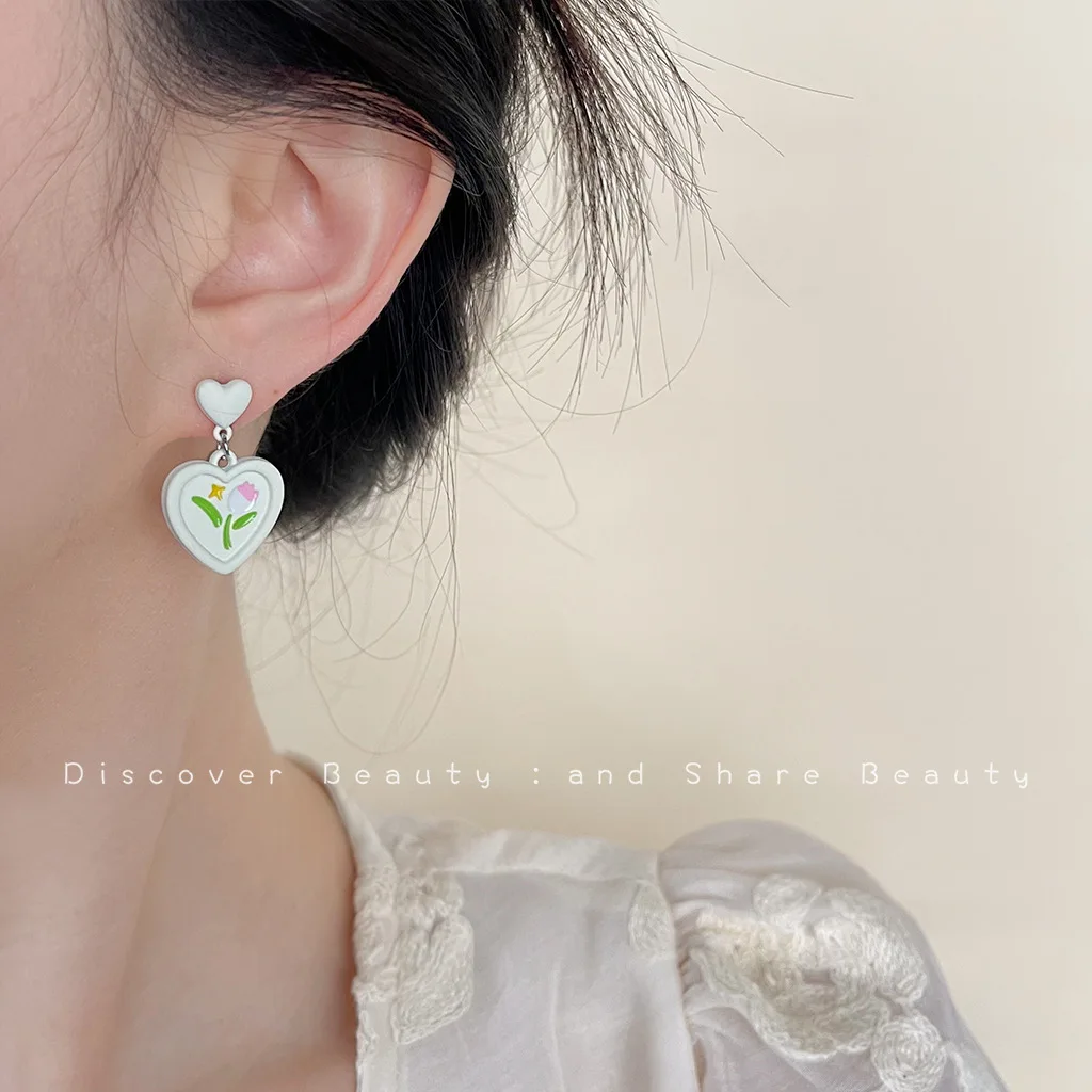 DIY accessories Mori small fresh flower earrings female Korean sweet temperament love stud earrings ins wind cute fashion ear je