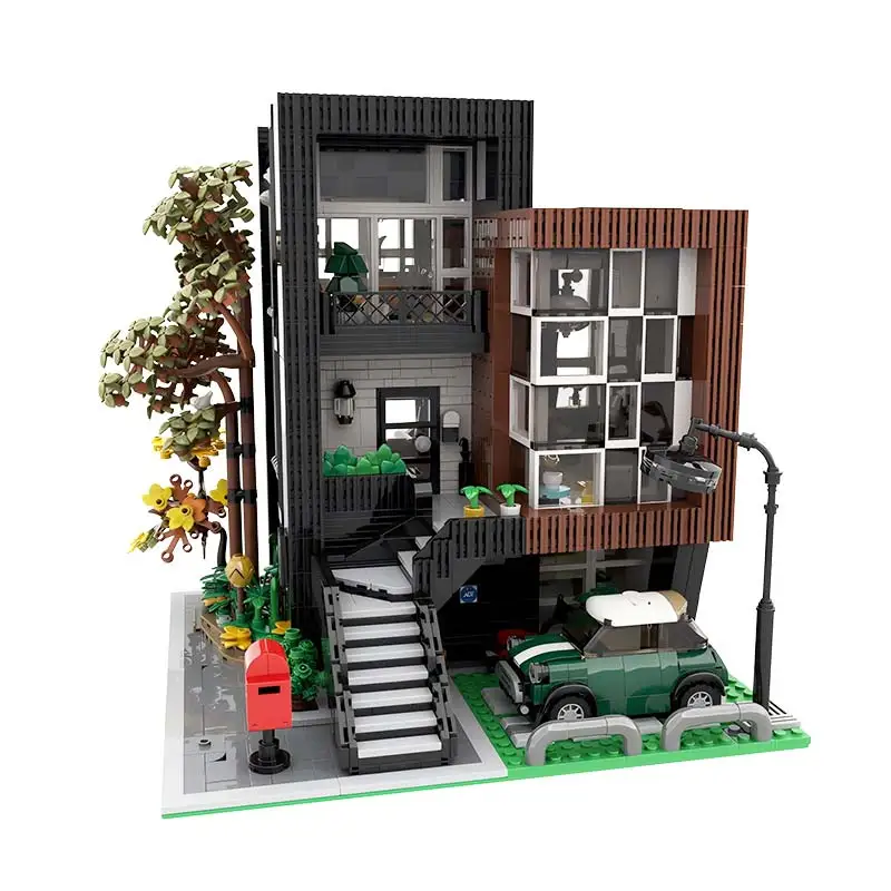 Modern Luxury House HEA-ON-JEA Villa Modular Architecture Creative City Street View MOC Building Blocks Toys Kid's Bricks Gifts