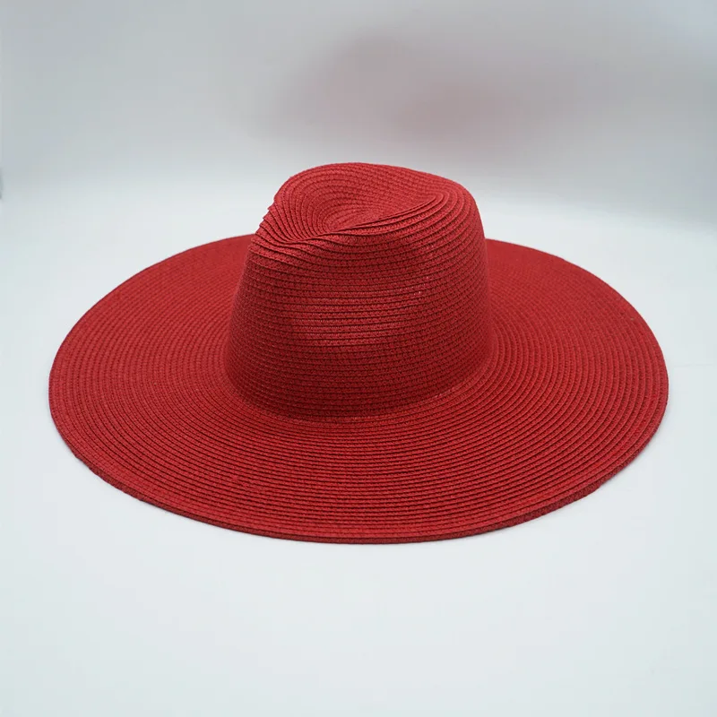 New 12.5cm Big Brim Panama Hats Jazz Top Summer Hats for Women Straw Hat Ladies Beach Hat Outdoor Holiday Sun Hat