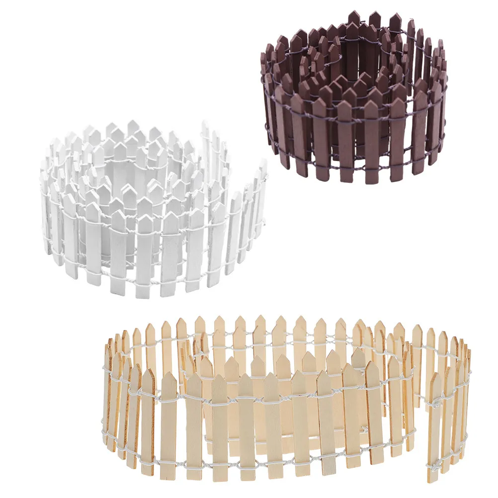 3Pcs Fairy Garden Fence Mini Wood Picket Decorative Micro Landscape Fence DIY Craft Miniature Outdoor Garden Bonsai Accessories