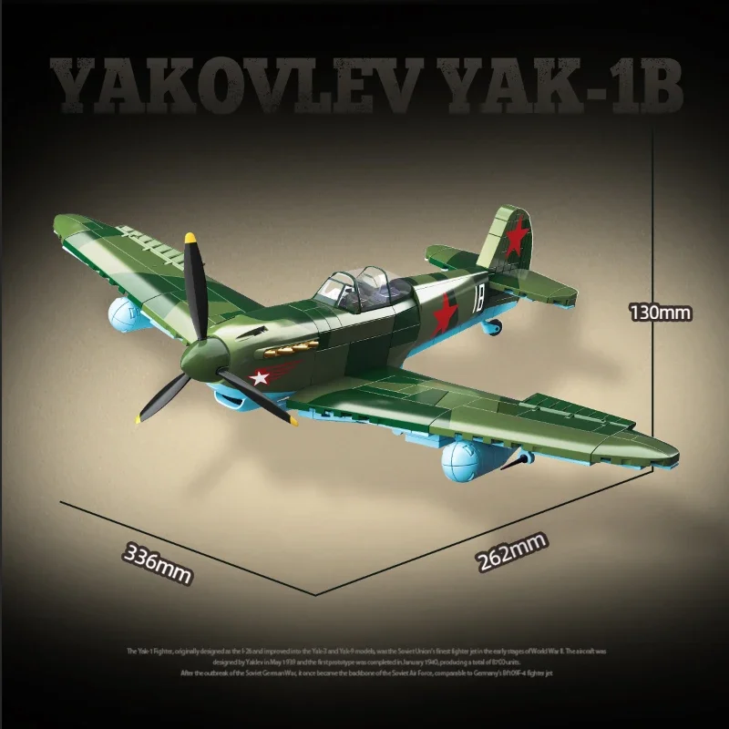 Military Yak-1B Fin Fighter Building Blocks WW2 Air Force Soldier Figures Bricks Educational Toys for Children Christmas Gift