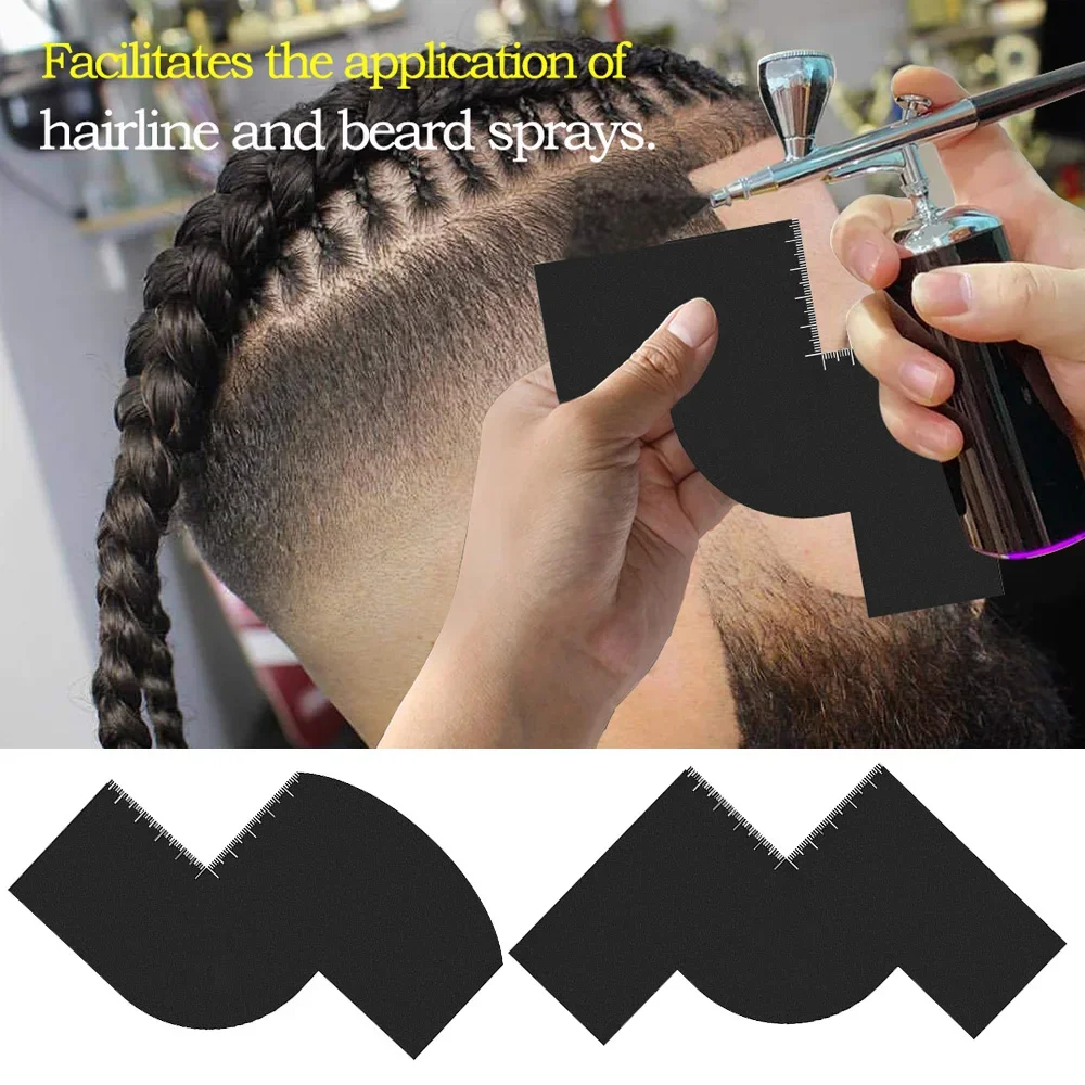 2 قطعة بطاقة تعزيز خط الشعر متعددة الاستخدام أداة تشكيل اللحية دليل خط التصميم متفوقا مثالية للحلاقين والاستخدام المنزلي