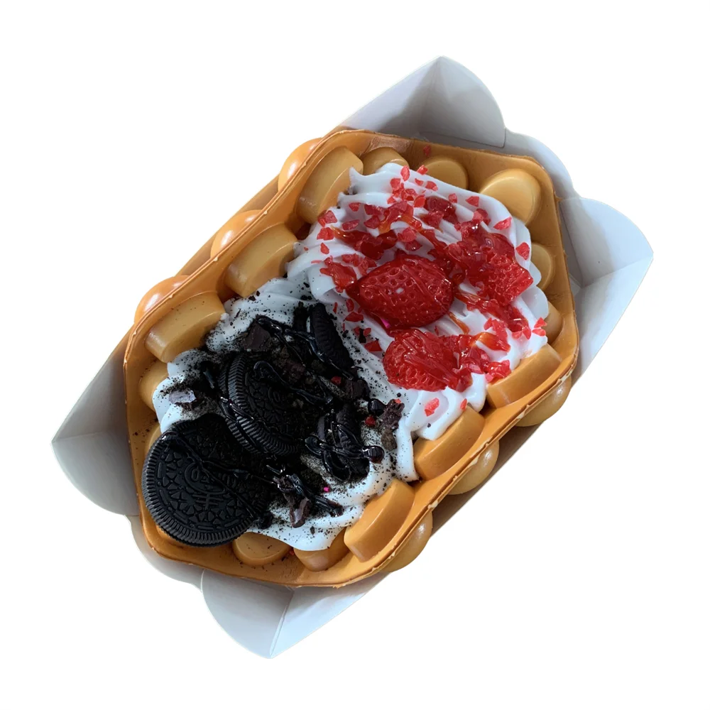 Modelo de comida de utilería comercial, gofre de burbujas, fruta tumbada, crema emparejada, galleta, mermelada de fresa, simulación de uva falsa, exhibición de fiesta